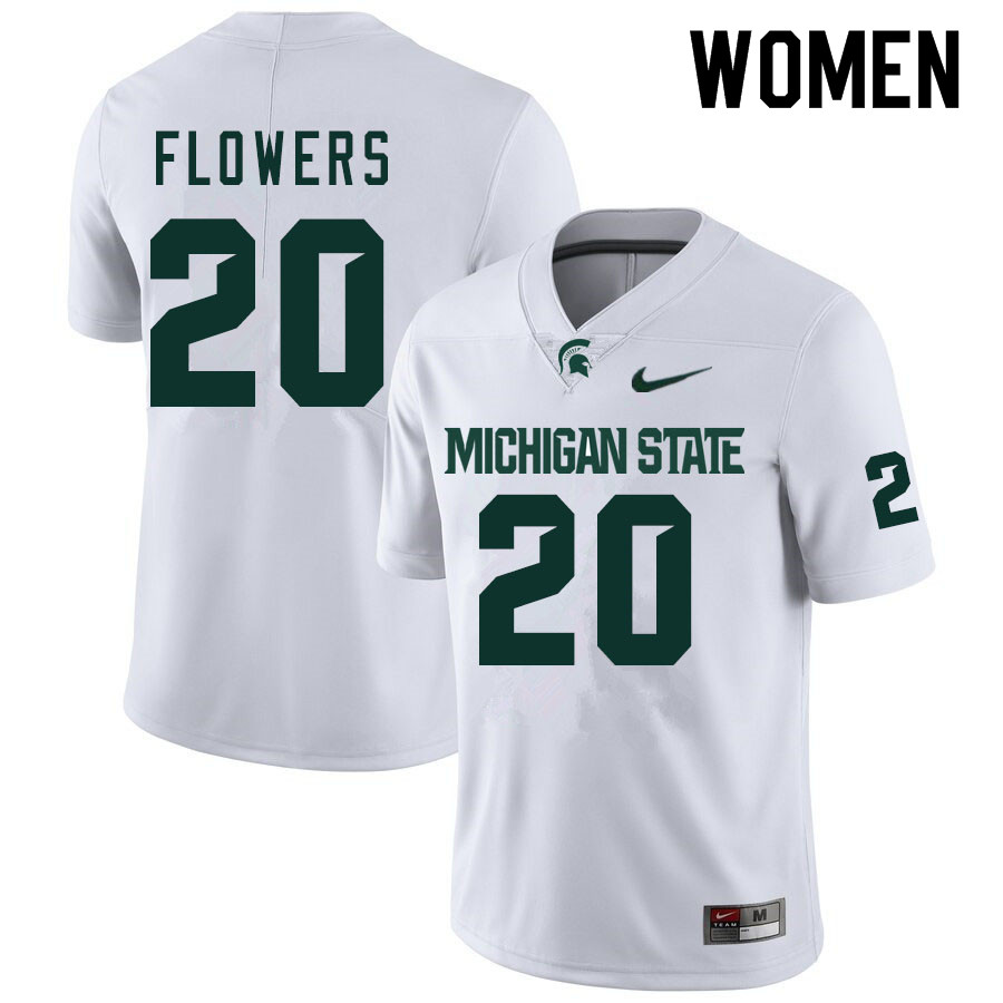 Women #20 Emmanuel Flowers Michigan State Spartans College Football Jerseys Sale-White
